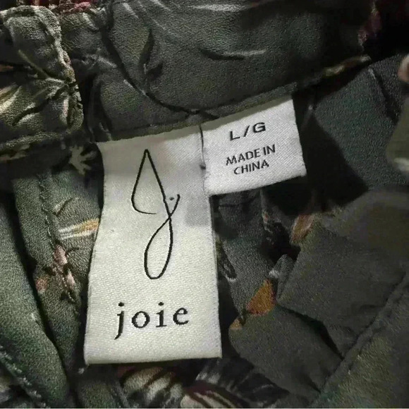 Joie Women’s L Floral Long Sleeve Mock Neck Blouse Modest Business Casual Tunic - Picture 9 of 12